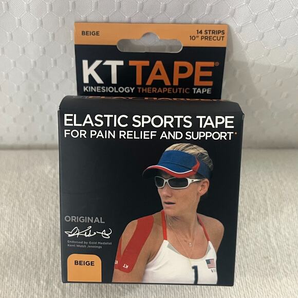 KT Tape Elastic Support Pain Relief Therapeutic Tape 14 Strips Beige 10" Precut - Picture 1 of 2